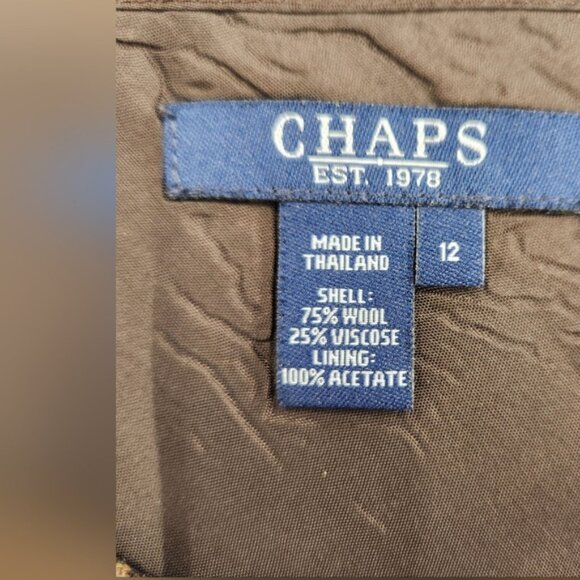 Chaps RL Women Wool Blend Skirt Size 12‎ Brown Plaid Lined A Line Side Zip - Picture 3 of 4